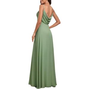 imageEverPretty Womens Sexy Spaghetti Straps Cowl Back Empire Waist A Line Pleated Chiffon Bridesmaid Dress 80026PHSage Green