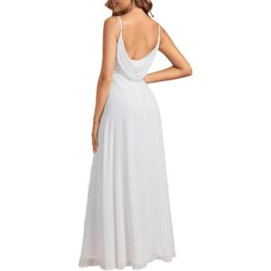 imageEverPretty Womens Sexy Spaghetti Straps Cowl Back Empire Waist A Line Pleated Chiffon Bridesmaid Dress 80026PHWhite