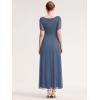imageEverPretty Womens Cap Sleeves Mother of The Bride Dresses Rhinestone Chiffon Maxi Formal Evening Dresses 02400Dusty Blue