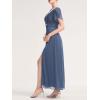 imageEverPretty Womens Cap Sleeves Mother of The Bride Dresses Rhinestone Chiffon Maxi Formal Evening Dresses 02400Dusty Blue
