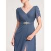 imageEverPretty Womens Cap Sleeves Mother of The Bride Dresses Rhinestone Chiffon Maxi Formal Evening Dresses 02400Dusty Blue