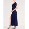 imageEverPretty Womens Cap Sleeves Mother of The Bride Dresses Rhinestone Chiffon Maxi Formal Evening Dresses 02400Navy Blue