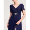 imageEverPretty Womens Cap Sleeves Mother of The Bride Dresses Rhinestone Chiffon Maxi Formal Evening Dresses 02400Navy Blue