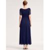 imageEverPretty Womens Cap Sleeves Mother of The Bride Dresses Rhinestone Chiffon Maxi Formal Evening Dresses 02400Navy Blue