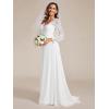 imageEverPretty Womens Classic Lace VNeck Long Sleeves Sweep Train Wedding Dress 01925PHWhite