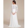 imageEverPretty Womens Classic Lace VNeck Long Sleeves Sweep Train Wedding Dress 01925PHWhite