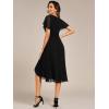 imageEverPretty Womens Classic V Neck Pleated Short Sleeves Chiffon HiLo Midi Wedding Guest Dress 03084Black