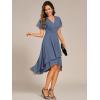 imageEverPretty Womens Classic V Neck Pleated Short Sleeves Chiffon HiLo Midi Wedding Guest Dress 03084Dusty Blue