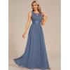 imageEverPretty Womens Crew Neck Sleeveless A Line Hollow Out Sequin Maxi Fromal Dress 01955Dusty Blue