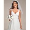 imageEverPretty Womens Double V Neck Sleeveless Lace Bodice Open Back Tulle Wedding Dress 00216PHCream