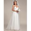 imageEverPretty Womens Double V Neck Sleeveless Lace Bodice Open Back Tulle Wedding Dress 00216PHCream