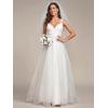 imageEverPretty Womens Double V Neck Sleeveless Lace Bodice Open Back Tulle Wedding Dress 00216PHCream