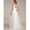 imageEverPretty Womens Double V Neck Sleeveless Lace Bodice Open Back Tulle Wedding Dress 00216PHCream