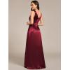 imageEverPretty Womens DoubleVNeck FloorLength Empire Waist Satin Formal Dress with Pockets 02326Burgundy