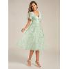 imageEverPretty Womens Elegant A Line Embroidery Tulle Sequins Short Sleeves Midi Wedding Guest Dress 02230Mint Green