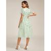 imageEverPretty Womens Elegant A Line Embroidery Tulle Sequins Short Sleeves Midi Wedding Guest Dress 02230Mint Green