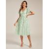 imageEverPretty Womens Elegant A Line Embroidery Tulle Sequins Short Sleeves Midi Wedding Guest Dress 02230Mint Green