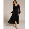imageEverPretty Womens Fall Chiffon Evening Dress V Neck Long Sleeves HighLow ALine Formal Wedding Guest Dresses 09894Black