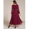 imageEverPretty Womens Fall Chiffon Evening Dress V Neck Long Sleeves HighLow ALine Formal Wedding Guest Dresses 09894Burgundy