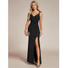 imageEverPretty Womens Glitter Evening Dresses Womens V Neck Stretchy High Slit Sequin Shoulder Strap Formal Gowns 01888Black
