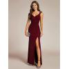 imageEverPretty Womens Glitter Evening Dresses Womens V Neck Stretchy High Slit Sequin Shoulder Strap Formal Gowns 01888Burgundy