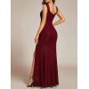 imageEverPretty Womens Glitter Evening Dresses Womens V Neck Stretchy High Slit Sequin Shoulder Strap Formal Gowns 01888Burgundy