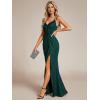 imageEverPretty Womens Glitter Evening Dresses Womens V Neck Stretchy High Slit Sequin Shoulder Strap Formal Gowns 01888Dark Green