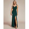 imageEverPretty Womens Glitter Evening Dresses Womens V Neck Stretchy High Slit Sequin Shoulder Strap Formal Gowns 01888Dark Green
