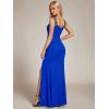 imageEverPretty Womens Glitter Evening Dresses Womens V Neck Stretchy High Slit Sequin Shoulder Strap Formal Gowns 01888Sapphire Blue