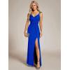 imageEverPretty Womens Glitter Evening Dresses Womens V Neck Stretchy High Slit Sequin Shoulder Strap Formal Gowns 01888Sapphire Blue