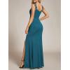 imageEverPretty Womens Glitter Evening Dresses Womens V Neck Stretchy High Slit Sequin Shoulder Strap Formal Gowns 01888Teal