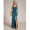 imageEverPretty Womens Glitter Evening Dresses Womens V Neck Stretchy High Slit Sequin Shoulder Strap Formal Gowns 01888Teal