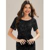 imageEverPretty Womens Gorgeous Round Neck Sequin Embroidered Short Sleeve Maxi Mermaid Formal Evening Dresses 02387Black