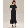 imageEverPretty Womens Gorgeous Round Neck Sequin Embroidered Short Sleeve Maxi Mermaid Formal Evening Dresses 02387Black