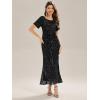imageEverPretty Womens Gorgeous Round Neck Sequin Embroidered Short Sleeve Maxi Mermaid Formal Evening Dresses 02387Black