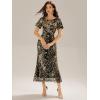 imageEverPretty Womens Gorgeous Round Neck Sequin Embroidered Short Sleeve Maxi Mermaid Formal Evening Dresses 02387Black Gold