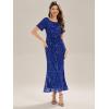 imageEverPretty Womens Gorgeous Round Neck Sequin Embroidered Short Sleeve Maxi Mermaid Formal Evening Dresses 02387Sapphire Blue
