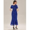 imageEverPretty Womens Gorgeous Round Neck Sequin Embroidered Short Sleeve Maxi Mermaid Formal Evening Dresses 02387Sapphire Blue