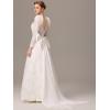 imageEverPretty Womens Lace Round Neck Long Sleeves A Line Sweep Train Wedding Dresses 02259White