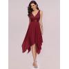 imageEverPretty Womens Sexy V Neck Empire Waist Sleeveless Lace Chiffon HiLo Cocktail Dress 00207PHBurgundy