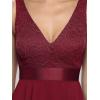 imageEverPretty Womens Sexy V Neck Empire Waist Sleeveless Lace Chiffon HiLo Cocktail Dress 00207PHBurgundy