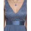 imageEverPretty Womens Sexy V Neck Empire Waist Sleeveless Lace Chiffon HiLo Cocktail Dress 00207PHDusty Blue