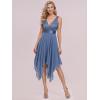 imageEverPretty Womens Sexy V Neck Empire Waist Sleeveless Lace Chiffon HiLo Cocktail Dress 00207PHDusty Blue