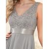 imageEverPretty Womens Sexy V Neck Empire Waist Sleeveless Lace Chiffon HiLo Cocktail Dress 00207PHGrey