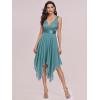 imageEverPretty Womens Sexy V Neck Empire Waist Sleeveless Lace Chiffon HiLo Cocktail Dress 00207PHLight Teal
