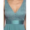 imageEverPretty Womens Sexy V Neck Empire Waist Sleeveless Lace Chiffon HiLo Cocktail Dress 00207PHLight Teal