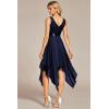 imageEverPretty Womens Sexy V Neck Empire Waist Sleeveless Lace Chiffon HiLo Cocktail Dress 00207PHNavy Blue