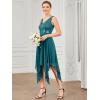 imageEverPretty Womens Sexy V Neck Empire Waist Sleeveless Lace Chiffon HiLo Cocktail Dress 00207PHTeal