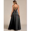imageEverPretty Womens Sexy V Neck Satin Sleeveless MultiWay Backless ALine Convertible Bridesmaid Dress 02692Black