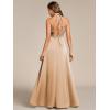 imageEverPretty Womens Sexy V Neck Satin Sleeveless MultiWay Backless ALine Convertible Bridesmaid Dress 02692Champagne